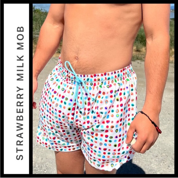 Strawberry Milk Mob ROYGBV Swim Trunks XL - Picture 3 of 7